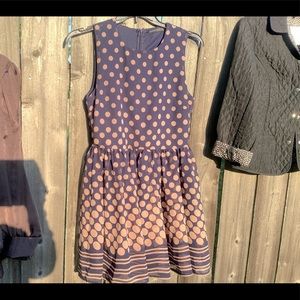 Atmosphere poke a dot dress blue taupe